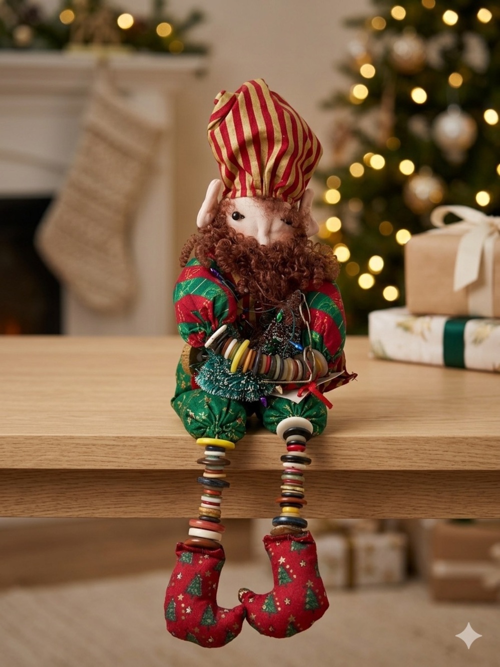 Charming Whimsical Sitting Christmas Elf – 11" Shelf Sitter